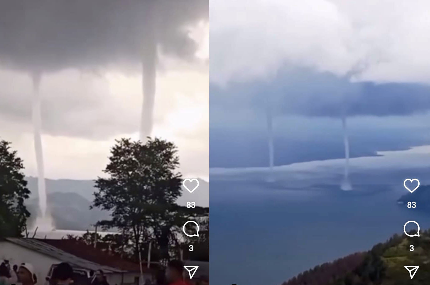 Heboh Video Pertarungan 2 Naga di Danau Toba, Mitos Saat Terjadi Tornado Raksasa Kembar