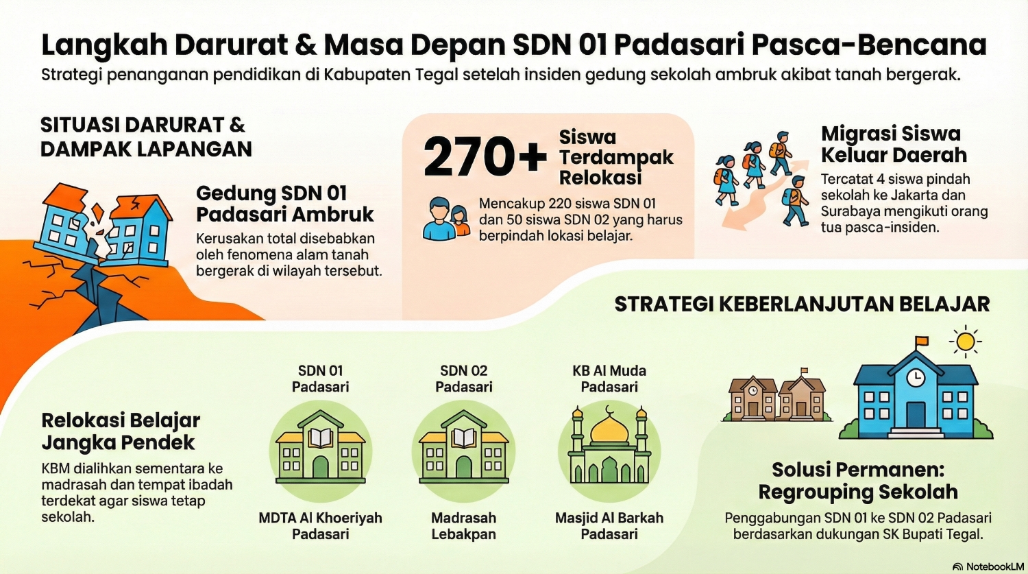 Gedung Ambruk Akibat Tanah Bergerak, SDN 01 Padasari Tegal Bakal Diregrouping