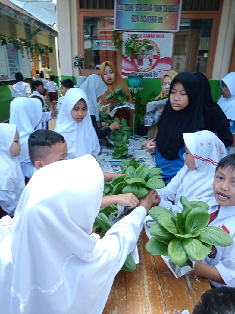 Implementasikan Kurikulum Merdeka, Siswa SD Bojong 2 Panen Sayuran dari Hidroponik