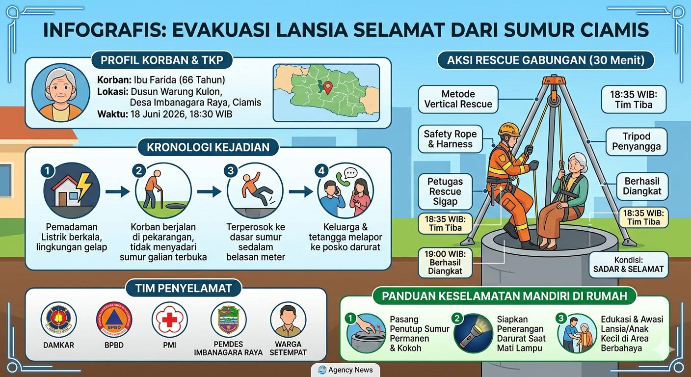 Efek Mati Lampu, Lansia di Imbanagara Raya Ciamis Terperosok ke Sumur