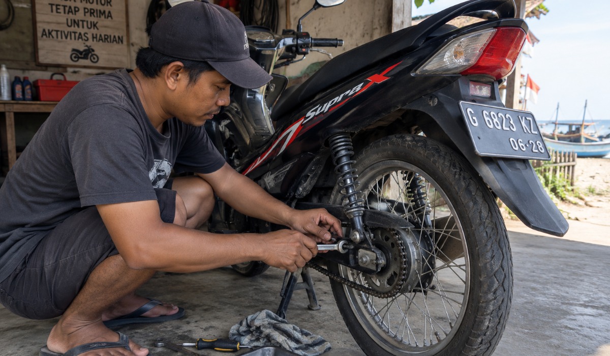 Cukup 5 Menit, Begini Cara Setel Rantai Motor Bebek Sendiri di Rumah