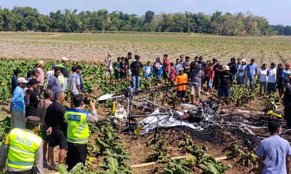 Kronologi Pesawat Capung Jatuh dan Terbakar di Persawahan Blora