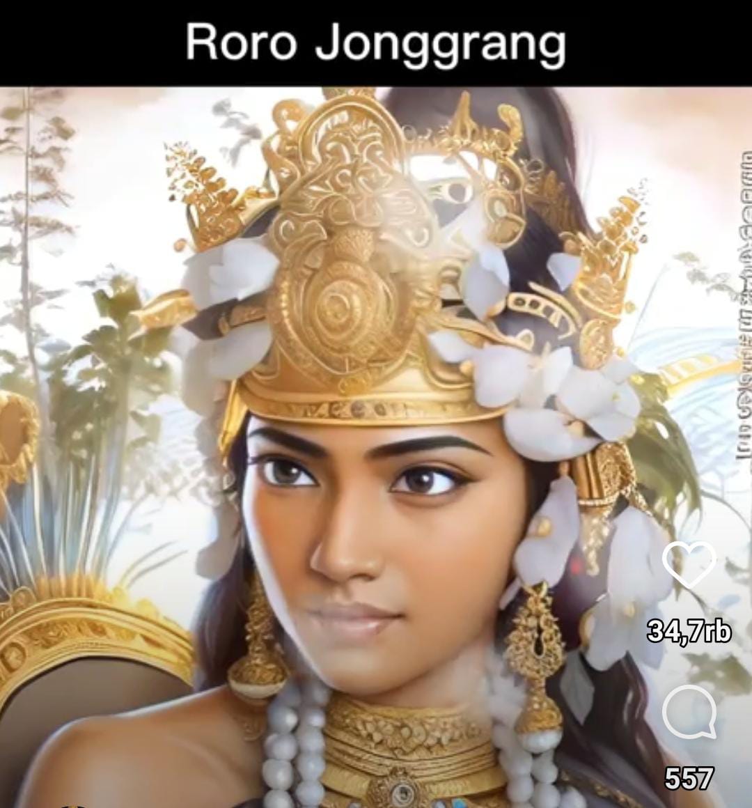 Mengintip Kecantikan Roro Jonggrang Penakluk Hati Bandung Bondowoso versi AI, Eksotis Banget! 