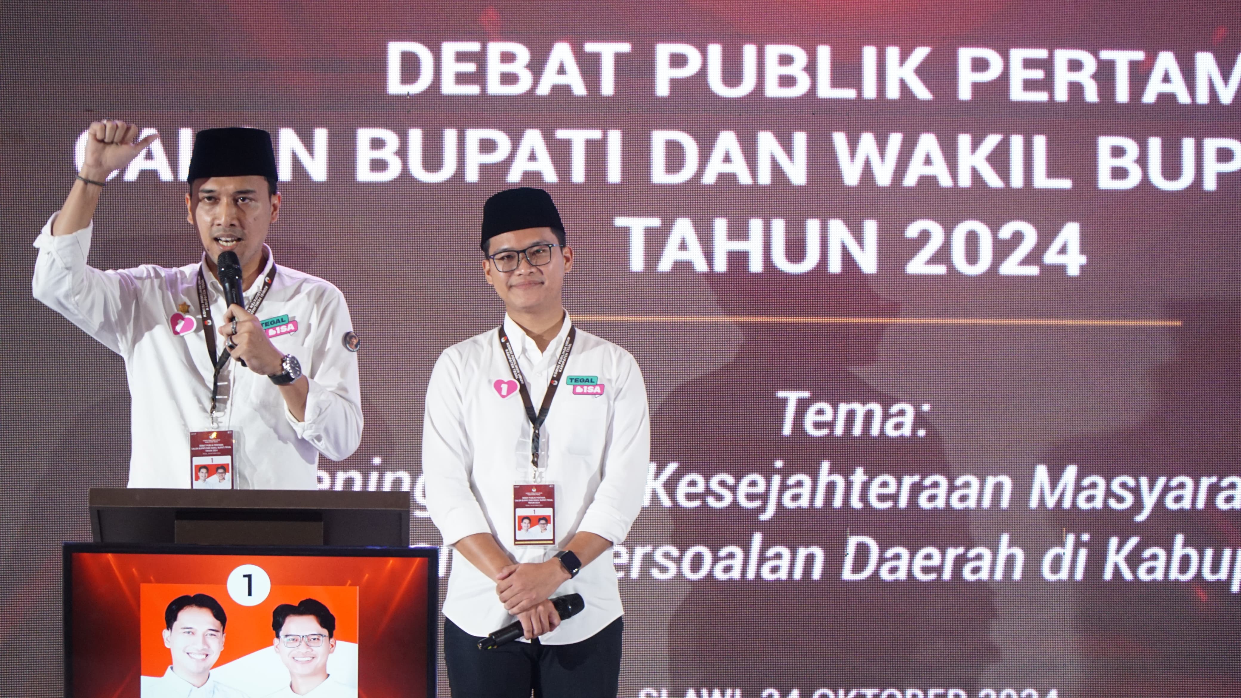 Debat Perdana Pilbup Tegal, Paslon Bima-Mujab Akan Lanjutkan Keberhasilan Bupati Umi Azizah