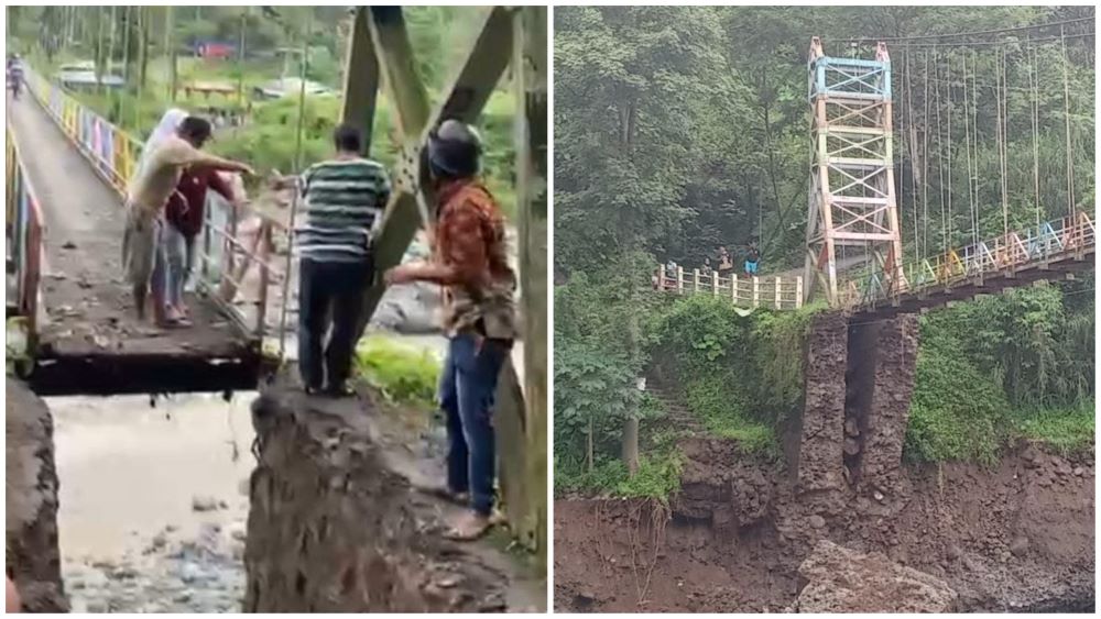Jembatan Sangkanjaya Tegal Belum Diperbaiki, Warga dan Pelajar Bertaruh Nyawa saat Melintas