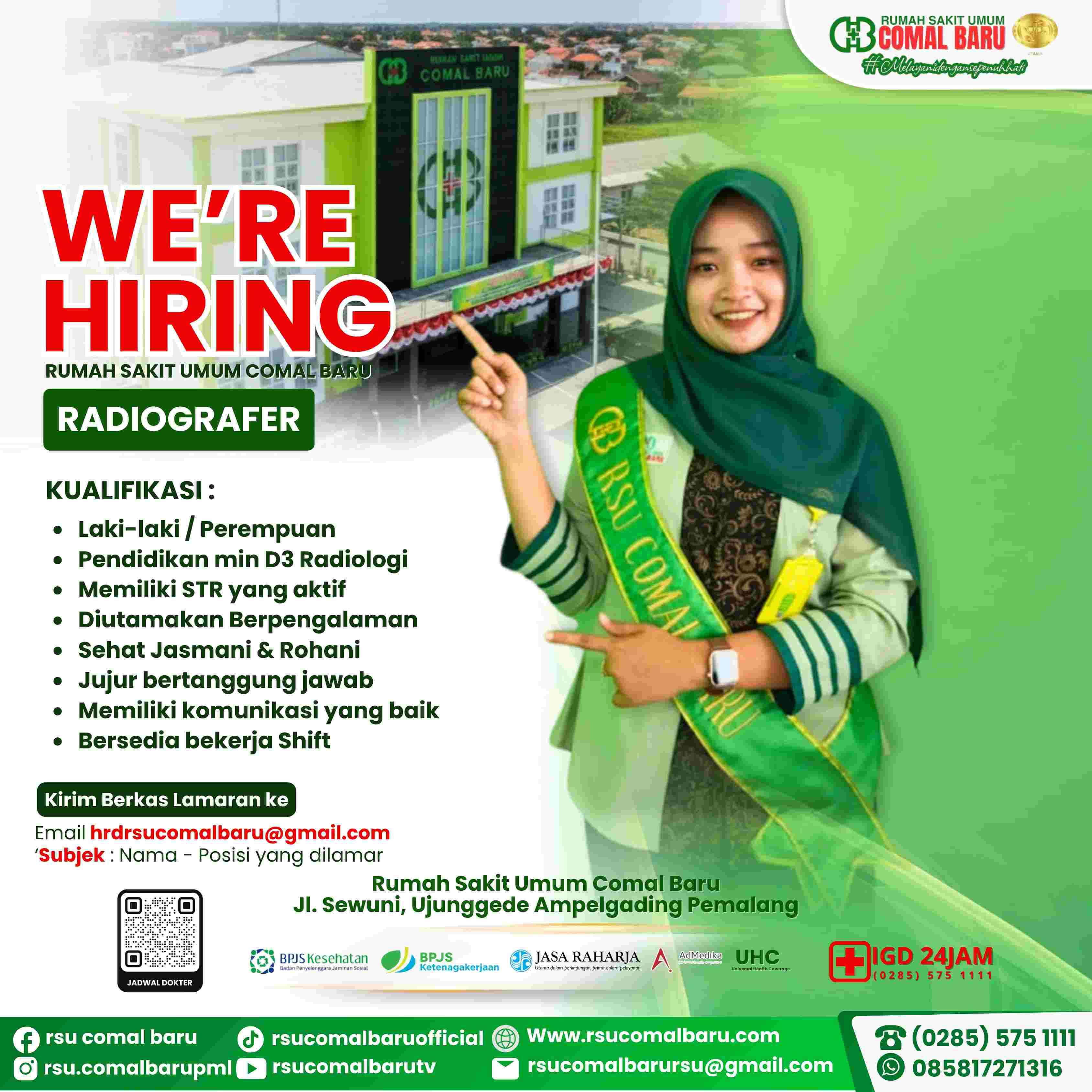RSU Comal Baru Pemalang Buka Lowongan Radiografer dan Security, Ini Syaratnya