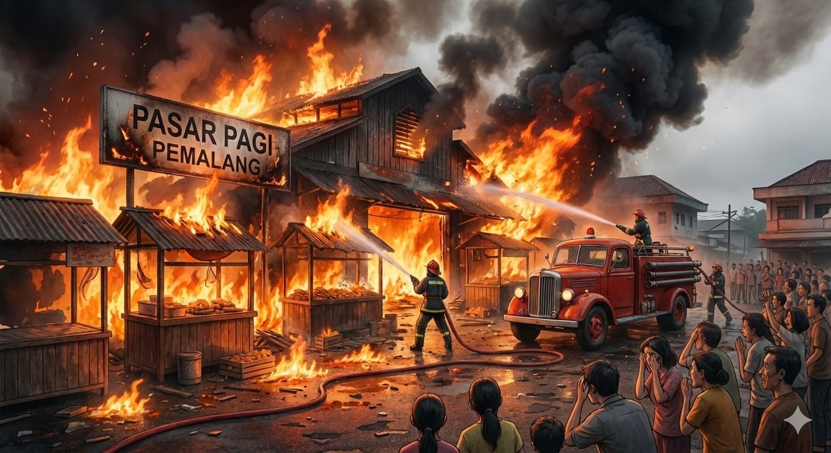 Kebakaran Pasar Pagi Pemalang Padam Setelah 6 Jam, Pemkab Mulai Investigasi 