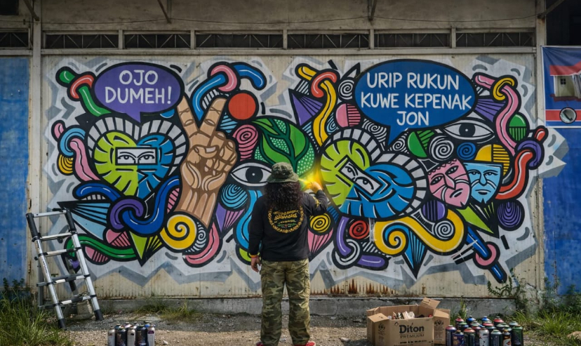 Seni Mural Mata Hati Gus Bill Hiasi Ruang Publik di Brebes