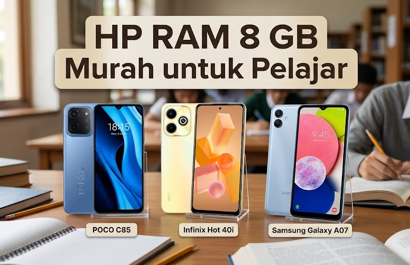 5 HP RAM 8 GB Murah Terbaik 2026, Cocok untuk Pelajar dan Mahasiswa