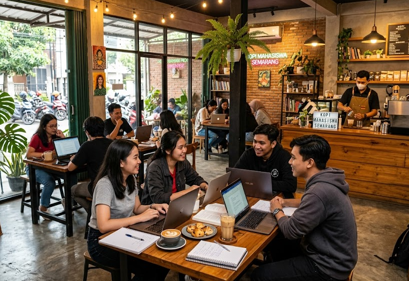 5 Tempat Ngopi Favorit Mahasiswa Semarang 2026, Murah, Estetik, dan Banyak Colokan