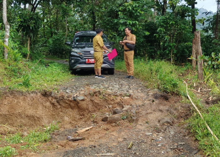 Jalan Kabupaten di Brebes dan Desa Penghubung Wanoja-Capar Amblas dan Longsor, Pemkab Lakukan Ini