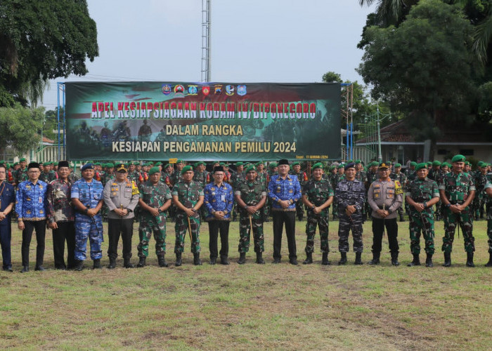 Gelar Apel Kesiapsiagaan Pemilu 2024 di Kabupaten Tegal, Pangdam IV/Diponegoro Ingatkan Netralitas TNI-Polri
