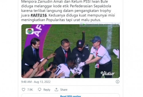 Menpora dan Ketum PSSI Dihujat usai Angkat Trofi saat Timnas U-16 Juarai AFF Cup  