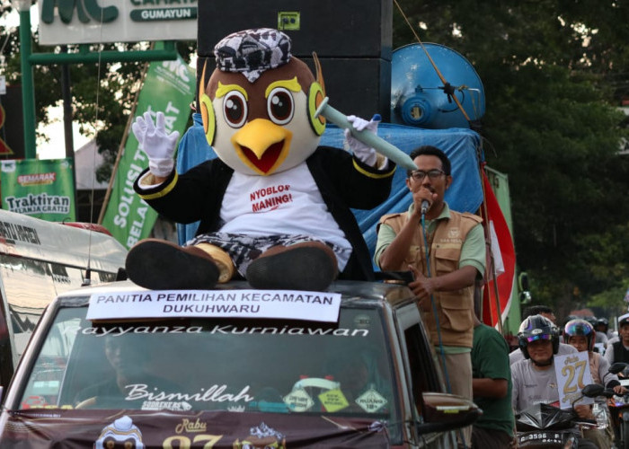 Unik! Maskot Pilbup Tegal si Jakra Dikirab Keliling Desa, Mulai dari Kecamatan Dukuhwaru  