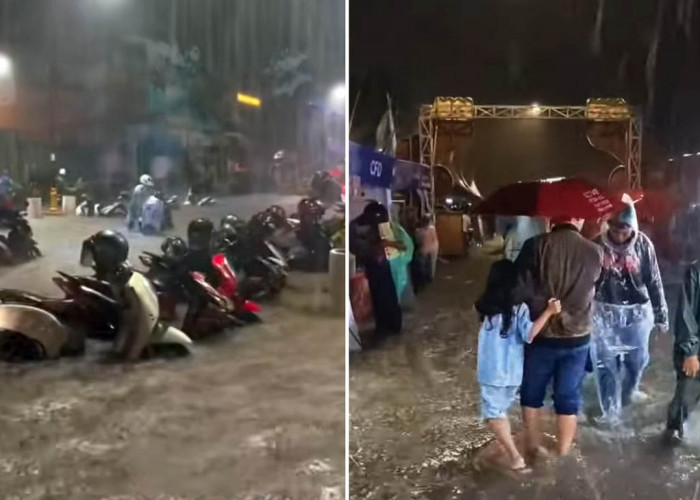 Diguyur Hujan Deras, City Walk Pemalang Banjir Parah, Puncak Perayaan Hari Jadi Buyar