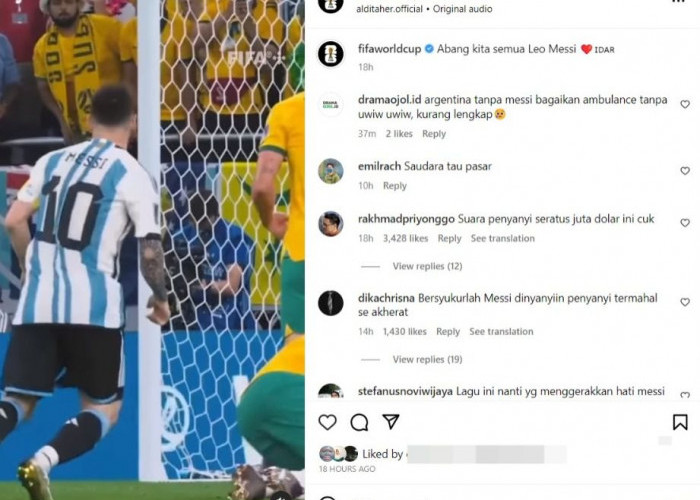 Lagu Aldi Taher 'Lionel Messi' Mejeng di Instagram Resmi FIFA, Warganet: Termahal se Akherat 