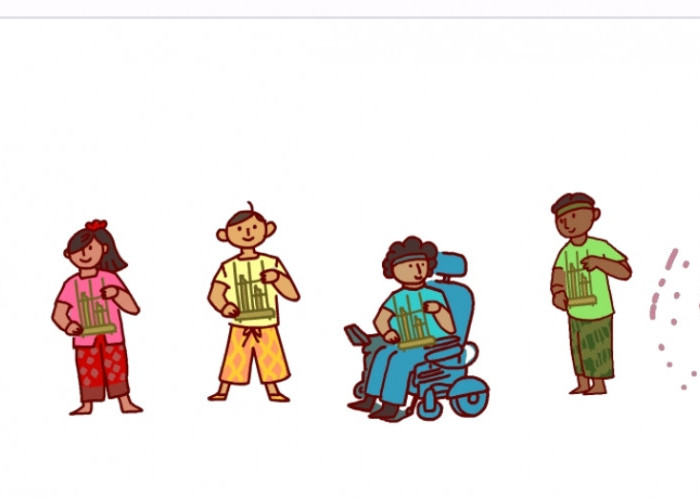 Kereeen! Cek Doodle Google Hari Ini, Gambarnya Semua Orang Sedang Pegang Angklung