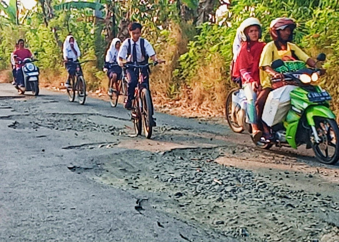 Rusak Parah, Jalan Kabupaten di Sekitar SMP Negeri 6 Pemalang Bahayakan Pengendara  