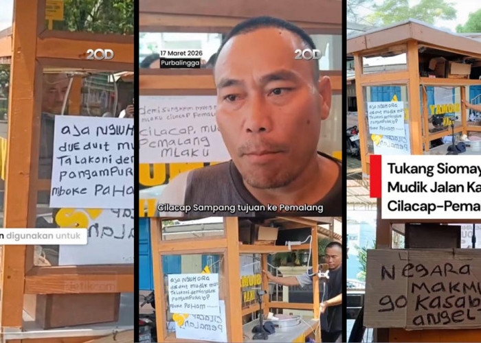 Pedagang Siomay Asal Pemalang Mudik Jalan Kaki dari Cilacap, Bekal Rp40 Ribu, Perjalanan 4 Hari 4 Malam