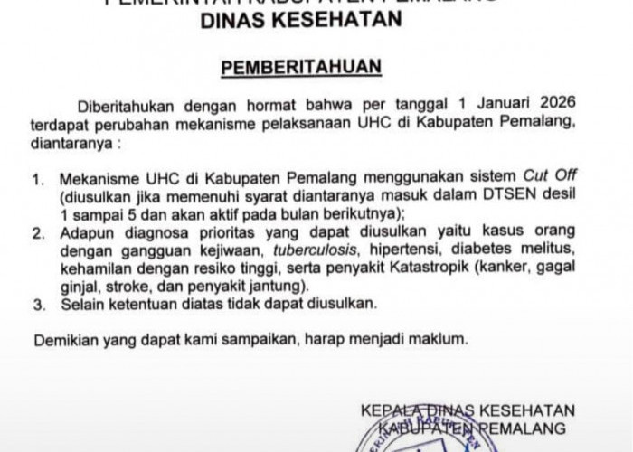 Mekanisme UHC di Pemalang Berubah Mulai 1 Januari 2026, Penyakit Apa Saja yang Bisa Diusulkan?