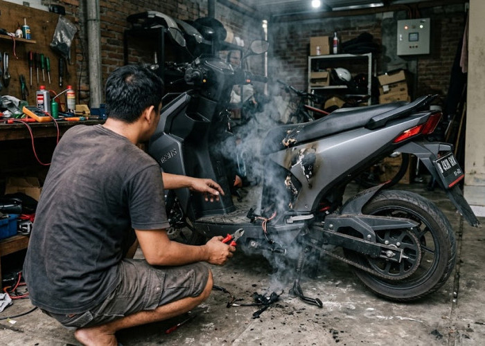 Tips Lengkap Mengatasi Motor Listrik Konslet di Rumah, Jangan Langsung Bongkar Baterai