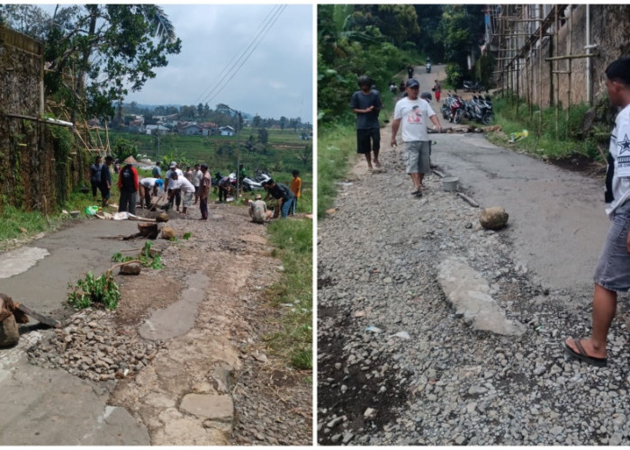 Perbaiki Jalan Rusak yang Terbengkalai 2 Tahun, Pemuda di Karangmulya Tegal Galang Donasi