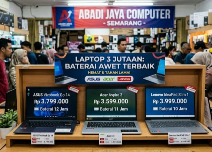 Daftar Laptop 3 Jutaan Baterai Awet Terbaik 2026, Nggak Perlu Sering Cari Colokan