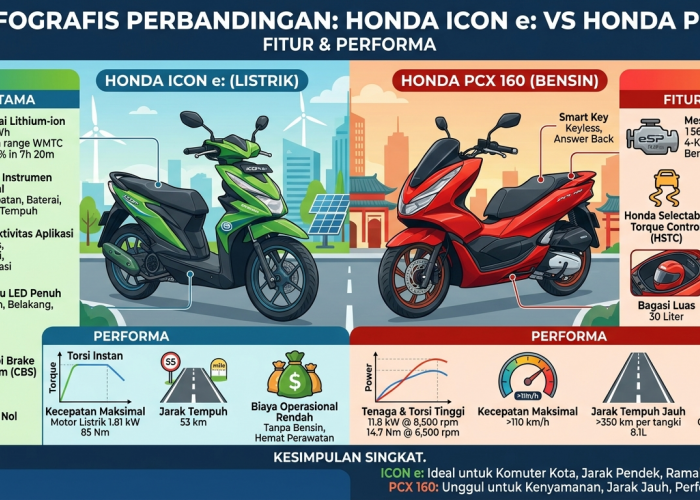 Duel Perbandingan Motor Listrik Honda Icon e dengan Honda PCX