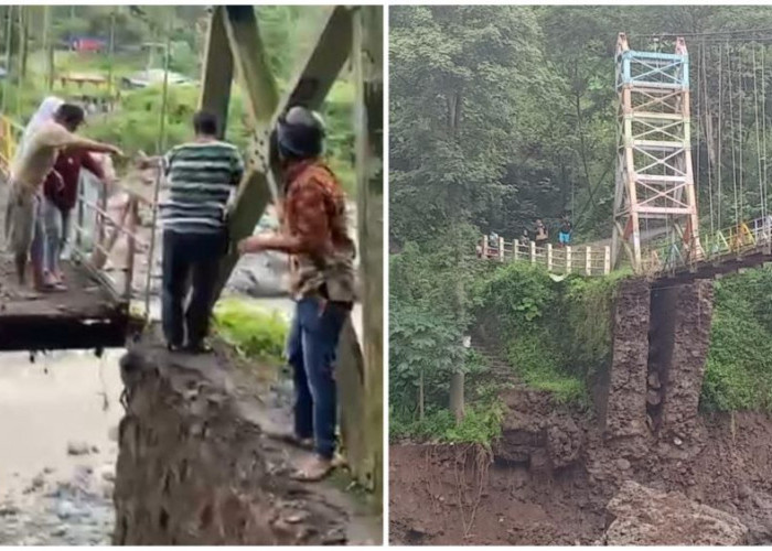 Jembatan Sangkanjaya Tegal Belum Diperbaiki, Warga dan Pelajar Bertaruh Nyawa saat Melintas