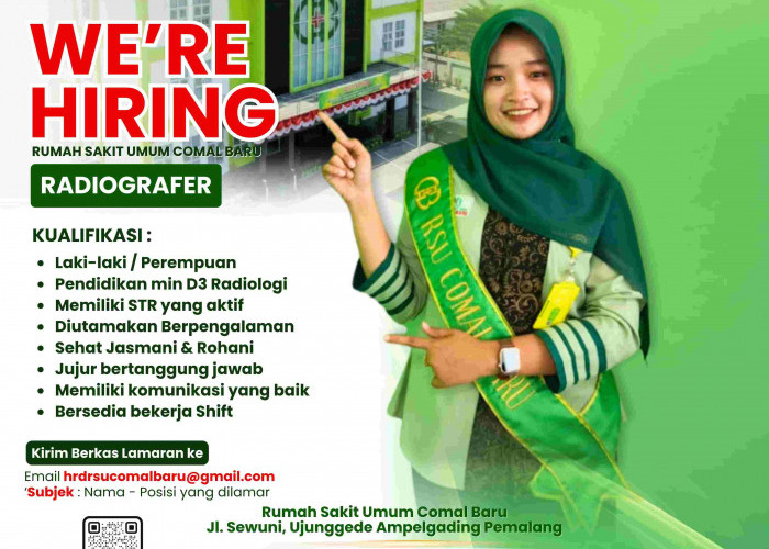 RSU Comal Baru Pemalang Buka Lowongan Radiografer dan Scurity, Ini Syaratnya