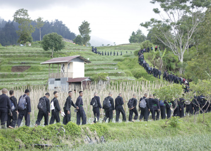 Ambil Sabuk, 200 Siswa PSHT Cabang Kabupaten Tegal Tingkat Hijau Longmarch ke Guci