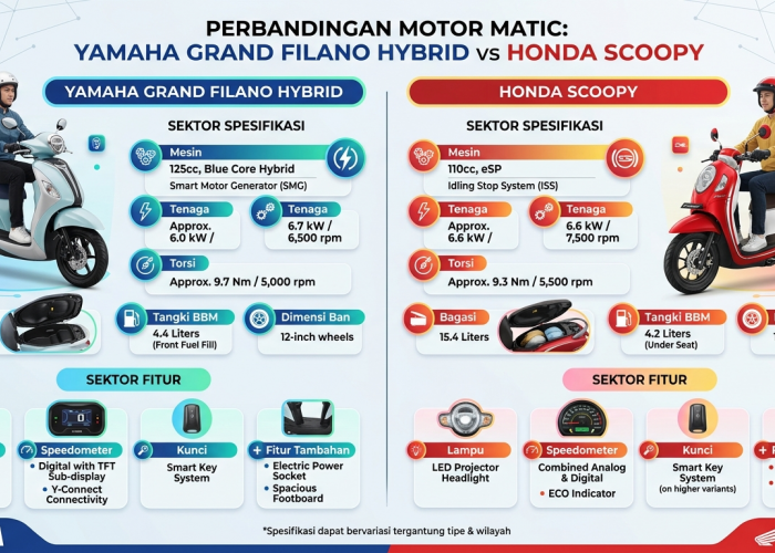 Bedah Perbandingan Motor Yamaha Grand Filano Hybrid dan Honda Scoopy