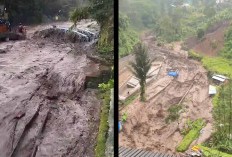 Tugu Ikon Pancuran 13 Guci Tegal Roboh Diterjang Banjir Bandang, Kunjungan Wisata Ditutup Sementara