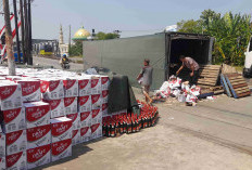 Hindari Kucing, Truk Bermuatan 1.400 Krat Minuman Beralkohol Terguling di Pantura Ulujami Pemalang